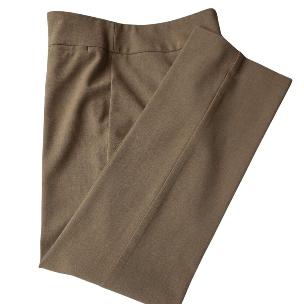 Talbots Pants Signature Style Tan Brown Dress Slacks Straight Leg Flat Front 8